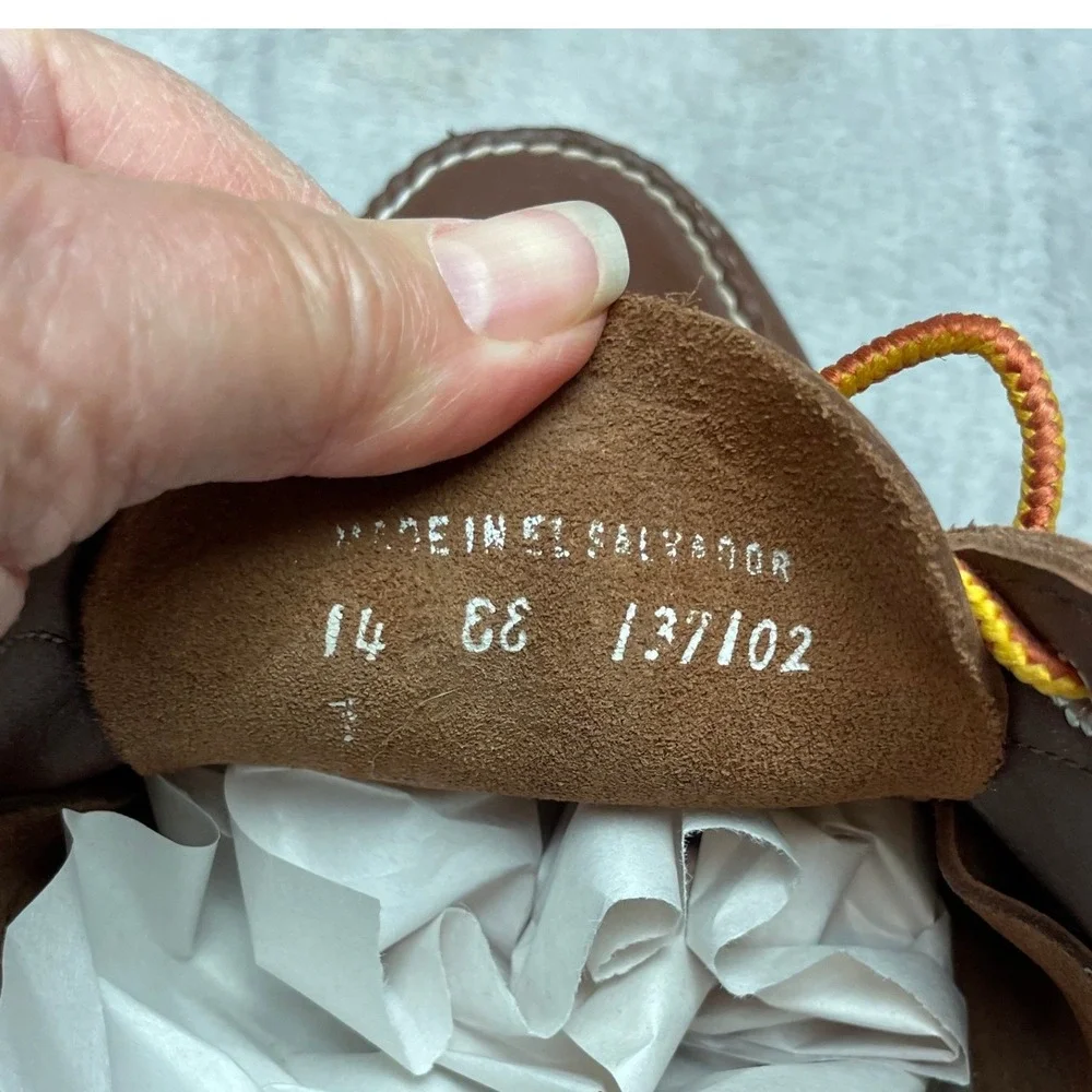 LL Bean Mens Blucher Moccasin Boat Shoes Sz 14 Brown Leather Hand Sewn 137102